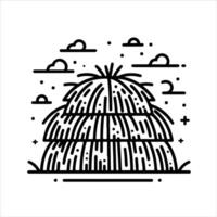simple celan line art illustration of haystack vector
