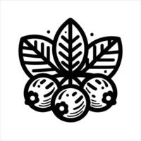 simple celan line art illustration of blueberries or cranberries vector