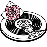 a vinyl record with a rose on it vector
