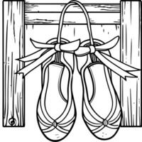 a pair of ballet shoes with a bow on the front vector