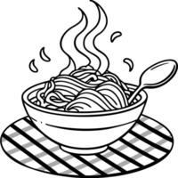 spaghetti in a bowl with a spoon vector