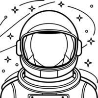 an astronaut coloring page with a space background vector