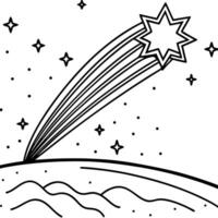 a coloring page with a star and a comet vector