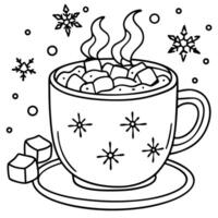 a cup of hot chocolate coloring page vector