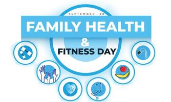 Family Health and Fitness day. background, banner, card, poster, template. illustration. vector