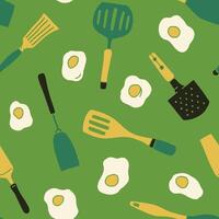 Spatula Egg Cook Seamless Pattern illustration Design vector