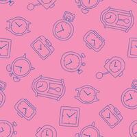 Outline Clock Seamless Pattern illustration for Print, Wallpaper, Decoration. vector