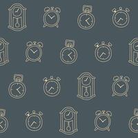 Outline Collection of Clock Seamless Pattern illustration for Print, Wallpaper, Decoration. vector