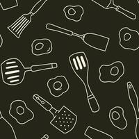 Outline Spatula Egg Cook Seamless Pattern illustration Design vector