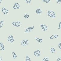 Outline Bunch of Seashell Seamless Pattern illustration Design vector