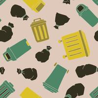 Bin Trash Garbage Seamless Pattern illustration Design vector
