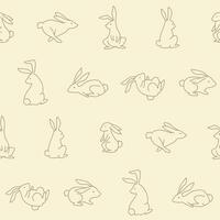Outline Collection of Rabbit Seamless Pattern illustration Design vector