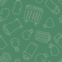 Outline Bin Trash Garbage Seamless Pattern illustration Design vector