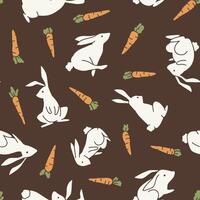 Rabbit Bunny Carrot Seamless Pattern illustration Design vector