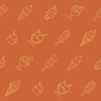 Outline Collection of Ice Cream Seamless Pattern illustration Design vector