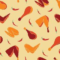 Fried Chicken Chilli Seamless Pattern illustration Design vector