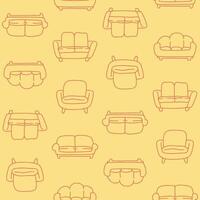 Outline Collection of Couch Seamless Pattern illustration for Print, Wallpaper, Decoration. vector