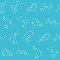 Outline Collection of Dolphin Seamless Pattern illustration Design vector