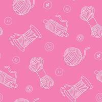 Outline Buttons Threads Yarn Seamless Pattern illustration Design vector