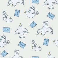 Bird Dove Mail Seamless Pattern illustration Design vector