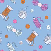 Buttons Threads Yarn Seamless Pattern illustration Design vector