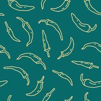 Outline Bunch of Chilli Seamless Pattern illustration Design vector