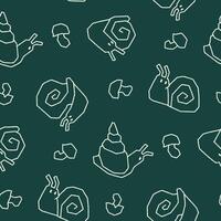 Outline Snail Shell Fungi Seamless Pattern illustration for Print, Wallpaper, Decoration. vector