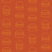 Outline Collection of Burger Seamless Pattern illustration Design vector
