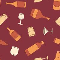 Bottle and cup Seamless Pattern illustration Design vector