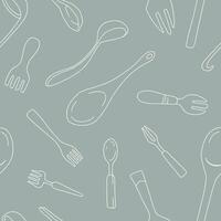 Outline Spoon and Fork Seamless Pattern illustration Design vector