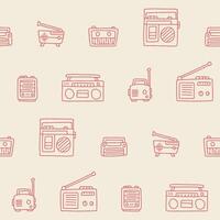 Outline Collection of Radio Seamless Pattern illustration Design vector