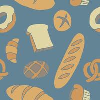 Bakery Bread baked Seamless Pattern illustration Design vector
