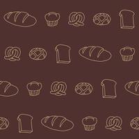 Outline Collection Bakery Bread baked Seamless Pattern illustration Design vector