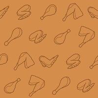 Outline Collection of Fried Chicken Seamless Pattern illustration Design vector