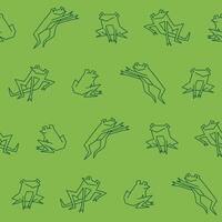 Outline Collection of Frog Seamless Pattern illustration Design vector