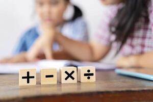 Mathematical signs, addition, subtraction, multiplication, and division photo