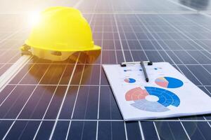 Working solar station photovoltaic panels photo