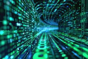 Digital data stream in cyberspace photo