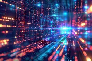 Futuristic digital data stream abstract background photo