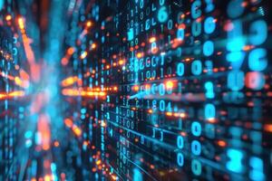 Digital data stream in cyberspace photo