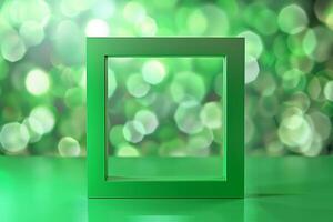 Green frame on bokeh background photo