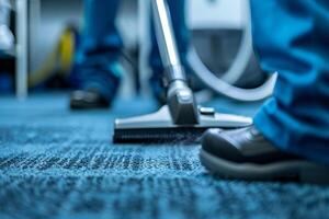 Professional carpet cleaning service in action photo