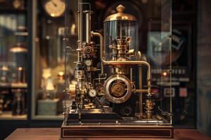 Vintage espresso machine in cafe setting photo