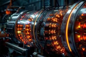 Futuristic engine core with glowing elements photo