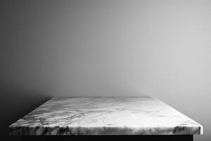 Empty marble tabletop with gray backdrop photo