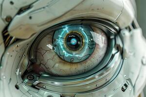 Highdetail render of a robotic eye showcasing advanced artificial intelligence technology photo