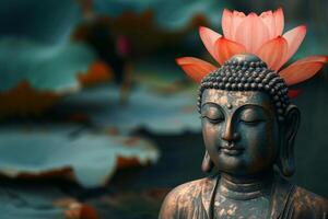 Serene buddha statue with lotus photo