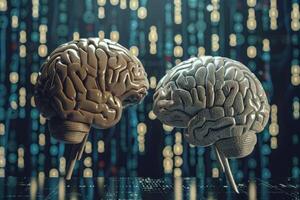 Digital brain showdown on circuit background photo