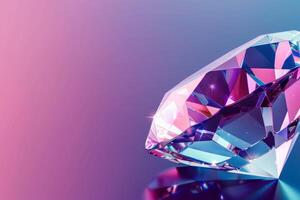 Brilliant crystal diamond on gradient background photo
