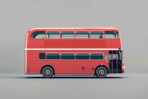 Vintage red doubledecker bus on grey background photo